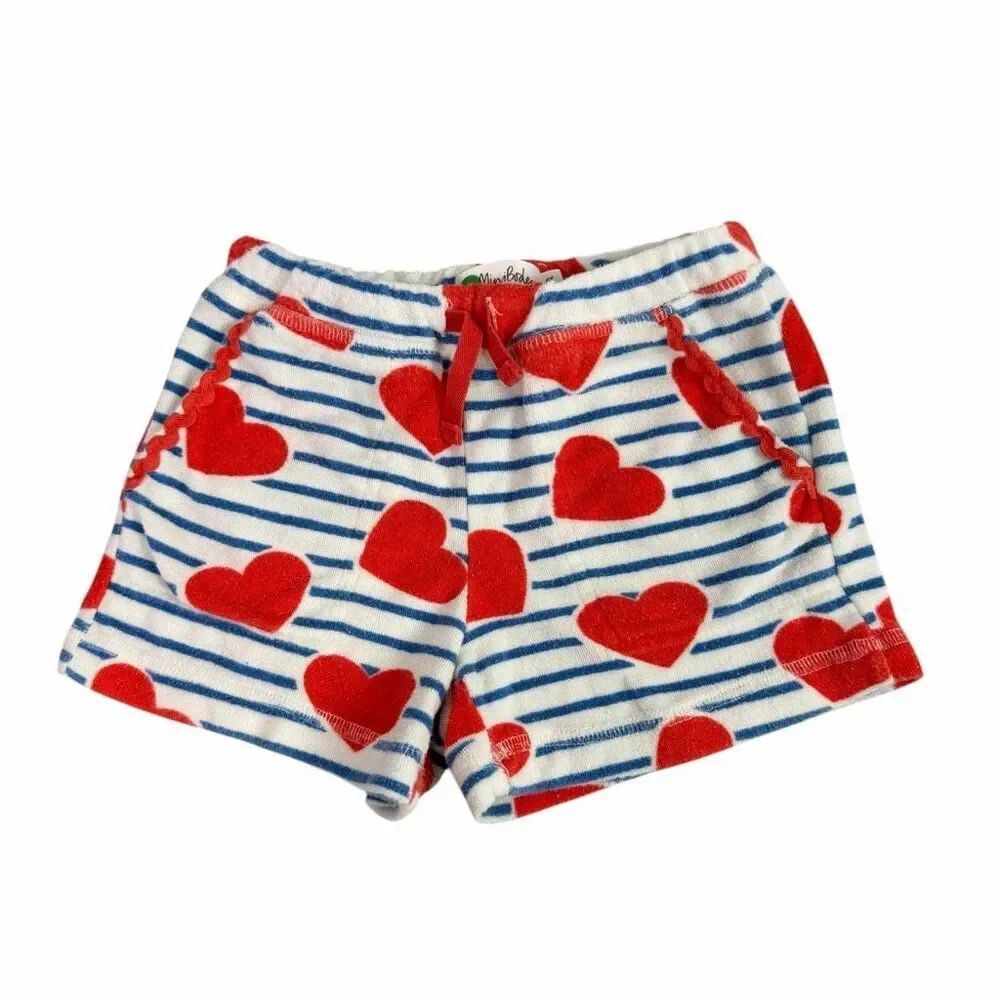 Mini Boden size 6 Year Terry Heart Striped Shorts
